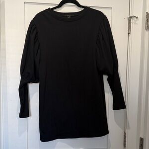 Black Puff Sleeve Crewneck Dress